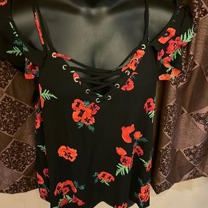 Strappy cold shoulder top